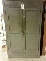 2-Door Antique Cabinet with Hinged Upper Storage