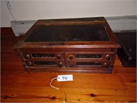 Antique 4-Drawer Desktop with Hinged Top and Ink