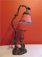 Moreau  "Girl on a Swing" Bronze Lamp Ruffled