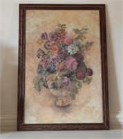 Wood Framed Textured Print of Oil (Floral) 35.5" x