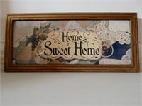 'Home Sweet Home' Mix Media Collage-Fabric, Button
