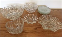 Assorted Vintage Glass Bowls & Plates Largest 3" H