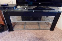 Black Laminate TV Stand With Glass Shelves Measure