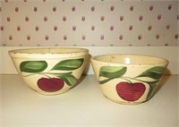(2) Vintage Stoneware Bowls "Watt Ovenware USA  #7