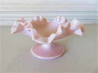 Fenton Pink Milk Glass Ruffeled Compote Candy Dish