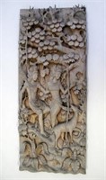 Large Balinese carved figural panel
