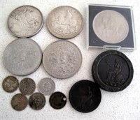 Thirteen various coins includes Victoria 1887