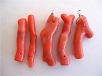 Five pieces of red coral 4.8cms