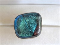 Sterling silver dichoric glass ring