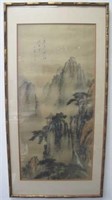 Chinese framed landscape painting on linen