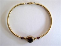 Vintage garnet gold plated bangle