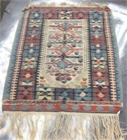 Quality wool Prayer mat in cream blue red tones