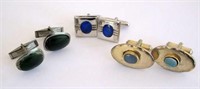 Two pairs vintage opal cufflinks & another pair