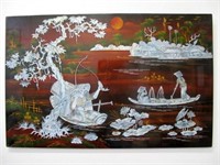 Oriental Mother of Pearl lacquer panel
