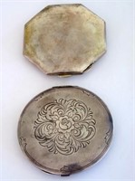 Three various vintage silver metal compacts