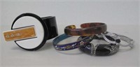 Five various bangles includes enamel