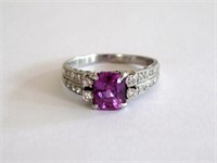 18ct Pink Sapphire Diamond white gold ring