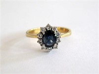 18ct Diamond Sapphire yellow gold ring
