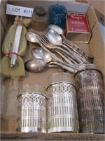 Silver Plate Flatware, Toothpick Holder and other