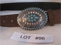 Faux Turquoise & Rhinestone Buckle & Belt