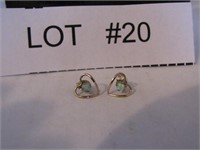 Heart Opal Pierced Earrings 14K G.F.