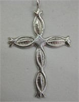 Lg Sterling Silver Native American Cross Necklace