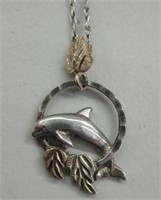 Sterling Silver & 12K Rose Gold Dolphin Necklace