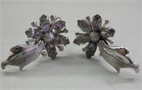 Vintage Sterling Silver Flower Earrings