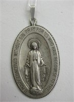 Large Sterling Silver Mary Necklace