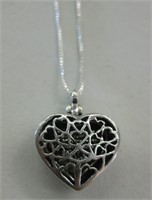 Sterling Silver Love-Ring Heart Necklace