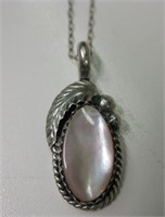 Sterling Silver & Mother Of Pearl Pendant Necklace