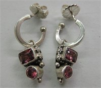 Sterling Silver Pink Topaz Earrings