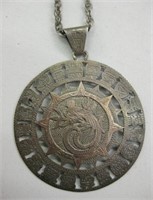 Vtg Sterling Silver & Gold Azteca Necklace