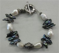 Sterling Silver Bracelet w/ Natural Pearls