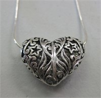 Sterling Silver 3D Heart Necklace