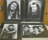 Lot of 4 Black & White Matted Prints