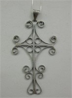 Vintage Large Sterling Silver Cross Necklace