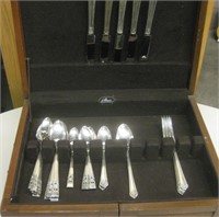 Wood Silverware Box with Some Utensils