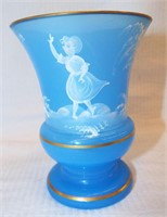 Enamel Decorated Mary Gregory Glass Vase