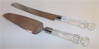 Cake Server And Knife W/ Waterford Crystal Handles