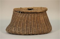 Hand Woven Fish Creel Basket, Unusual Style,