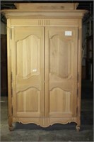 Two Door Solid Oak Armoire with Rounded