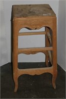 Wood Stool with Carved Accents