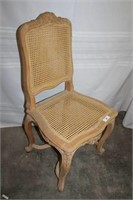 Carved Side Chair with Rattan Seat and