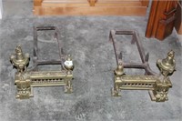 Cast Brass French Andirons with Cast Iron