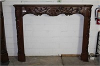 Wood Mantel with Hand Carved