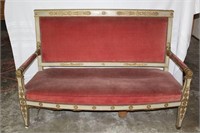 Antique Settee with Velvet Upholstery and