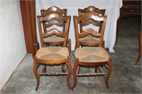 Wood Side Chairs with Rush Seats