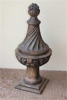 Solid Wood Carved Finial on Stepped Base