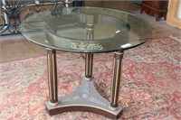 Round Three Legged Table with Glass Top